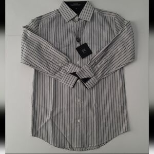 Ike Behar New York, Long Sleeve Button Down Gray Dress Shirt, Boys Size S(8)